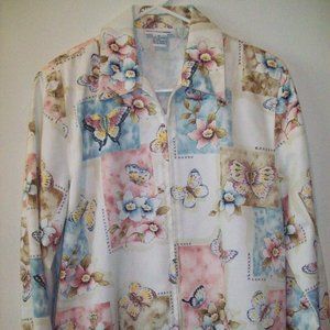 ALFRED DUNNER FLORAL ZIP FRONT JACKET
